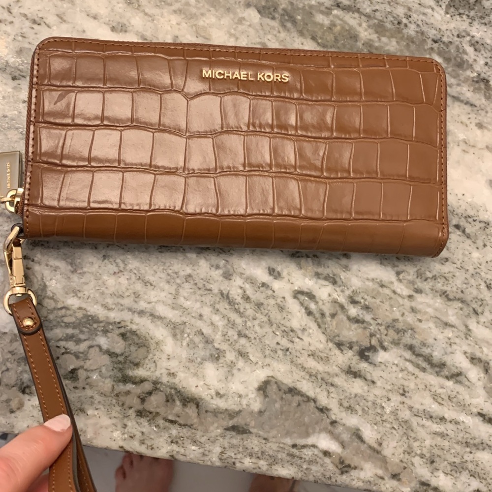Michael Kors Brown Croc Embossed Wallet